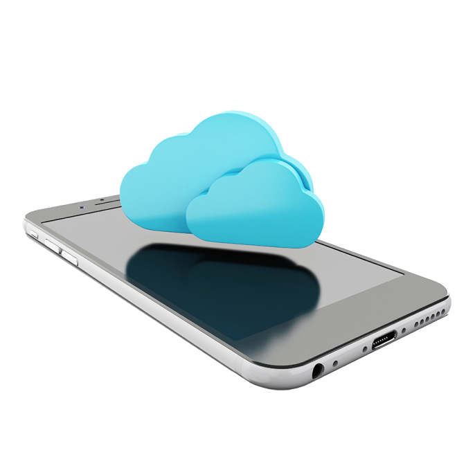 A cloud icon floating over a phone